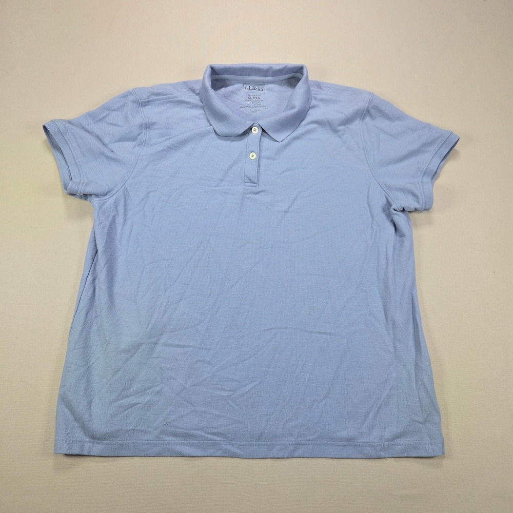 L.L.Bean Polo Shirt Relaxed Fit Pique Solid Blue Womens XL Regular